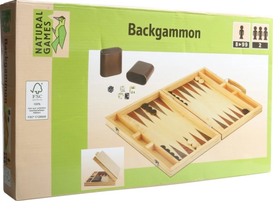 Natural Games Spiel Holz Backgammon 38 x 22 x 5 cm - Bild 1 von 1