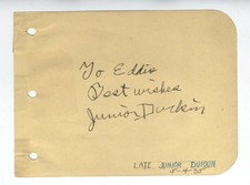 JUNIOR DURKIN (1915-1935) SIGNED 1930s CHILD ACTOR DIED 19 YRS OLD AUTOGRAPH