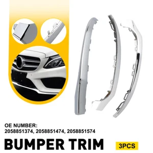 Middle+Left+RH Front Bumper Lower Cover Molding For Mercedes-Benz W205 C-Class - Foto 1 di 12