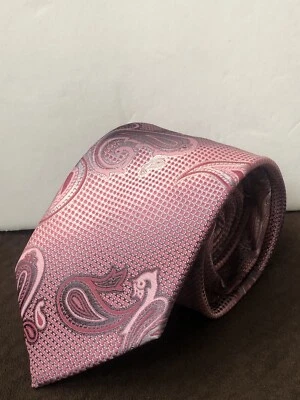 Stacy Adams 真丝粉红色和紫色虹彩佩斯利男式领带 — 第 1/4 张图片