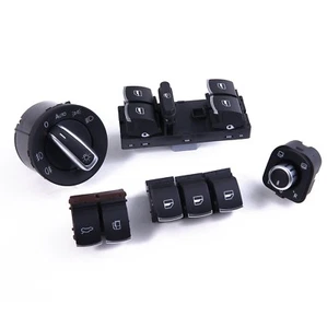 7Pcs Chrome Headlight Master Window Trunk Switch For VW Passat B6 - Picture 1 of 6