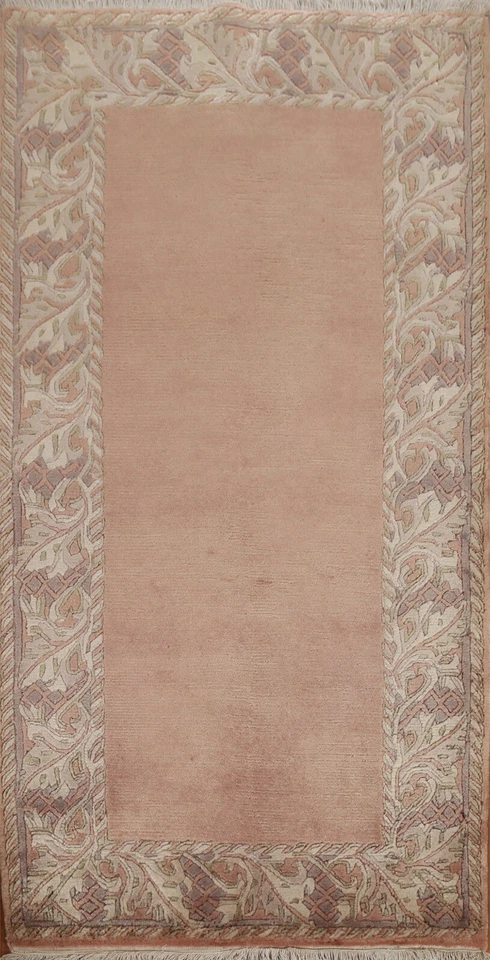 Alfombra oriental nepalí contemporánea con bordes de 3'x5' alfombra de lana de felpa anudada a mano Foto 1 de 4