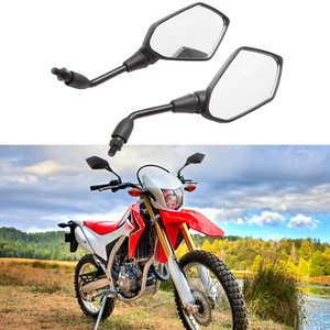Black Motorcycle Rearview Mirrors 10mm Off Road For HONDA XR650L XR250L XR350R - Picture 1 of 23