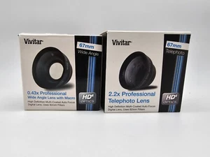 Vivitar HD4 MC AF .43X Wide Angle Converter w/ Macro 2.2x Telephoto Lens Lot - Picture 1 of 8