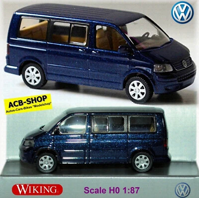 VW T5 Multivan Bus 2003-09 Blu Shadow-Blu Metallico 1:87 Wiking Werbemodel - Immagine 1 di 4