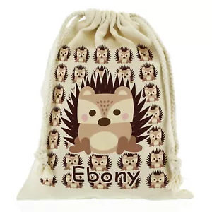 Personalised hedgehog Sack;School bag games/ PE kids - Customise with Name - Picture 1 of 13