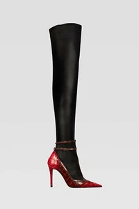 BNWT ZARA Campaign Contrast Over the Knee High Sock Heeled Boots Size 6/39 - Picture 1 of 5