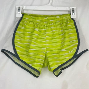 Nike Girls Size Medium Athletic Shorts Lime Green Gray Attached Briefs Mesh Trim - Picture 1 of 8