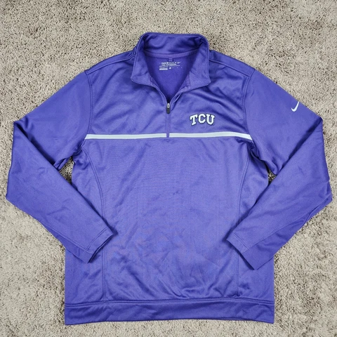 TCU Nike Golf 1/4 Zip Pullover M Purple Horned Frogs Tour Performance Therma-Fit Cover
