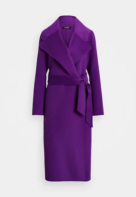 Abrigo envolvente Ralph Lauren para mujer púrpura ágata mezcla de lana largo nuevo con etiquetas $498 con cinturón 16 Foto 1 de 4