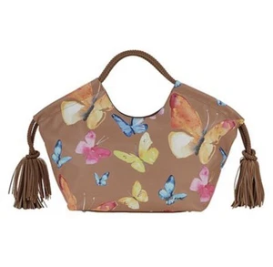 Sassy Jones Penelope geflochtener Griff Bommel Beuteltasche groß Schmetterling Handtasche Tasche Neu mit Etikett - Bild 1 von 9