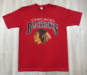 Vintage 80s Chicago Blackhawks 1988 NHL Single Stitch T Shirt Made in USA Large - Imagen 1 de 12