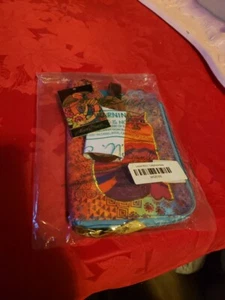 Laurel Burch Cat Rainbow CrossBody Phone Purse 2 Pocket Leather Strap NWT - Picture 1 of 9