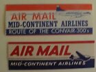 US AIR LABLES  MID CONTINENT MINT NH 2 DIFF