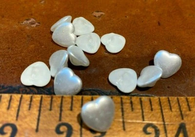 vintage buttons 3/8" glass pearl hearts 5 pcs made in Germany - Image 1 of 4