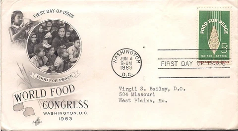 #1231 Food for Peace FDC- Artcraft- Ayerst- Promotional, Advertising FDC Cover