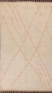 IVORY/ ORANGE Trellis Moroccan Modern Oriental Area Rug Hand-knotted Wool 5x9 ft