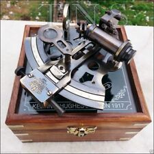 Collectible Antique Nautical Brass Working German Marine Sextant w/ Wooden Box
