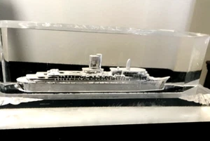 MICHAEL F COX SIGNED LUCITE SHIP HAND CARVED VINTAGE SCULPTURE LARGE & HEAVY - Picture 1 of 21