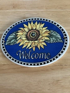 Santa Barbara Ceramic Design ‘WELCOME’ Sunflowers Wall Plaque. - Picture 1 of 1
