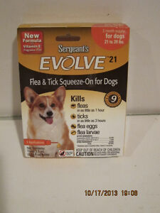 SERGEANT'S EVOLVE 21 FLEA&TICK SQUEEZE-ON FOR DOGS 21- 39-PoundS,FREE SHP-NIP!  