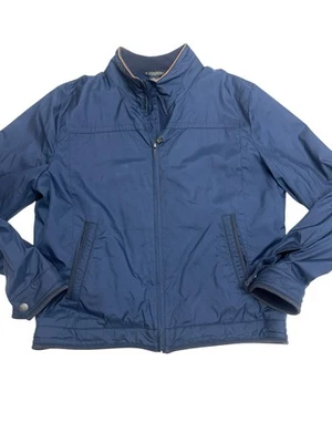 Brooks Brothers Blue Zip Leather Trim Lightweight Bomber Jacket Men’s Size Large - Image 1 of 4