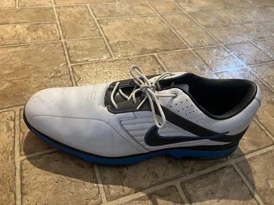 Zapatos de golf Nike Lunar Prevail blancos azules 483838-101 para hombre 14 cuero sin clavos Foto 1 de 4