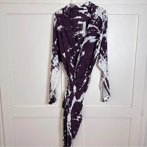 Nuevo con etiquetas Vestido envolvente Young, Fabulous, & Broke Raine púrpura tye dye manga larga pequeño - Imagen 1 de 6