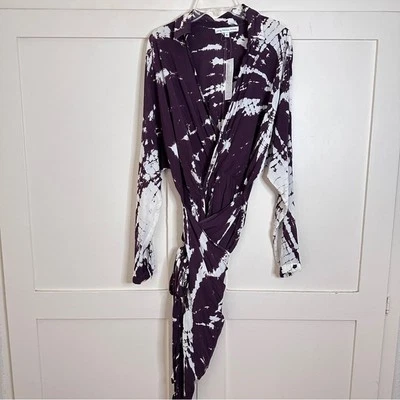 NWT Young , Fabulous, & Broke Raine Purple Tye Dye Long Sleeve Wrap Dress Small - Image 1 of 4
