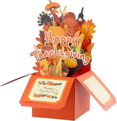 D4DREAM Turkey Thanksgiving Pop Up Card - 3D 3‘’x8'', 2-Thanksgiving-Bright  - Image 1 of 4