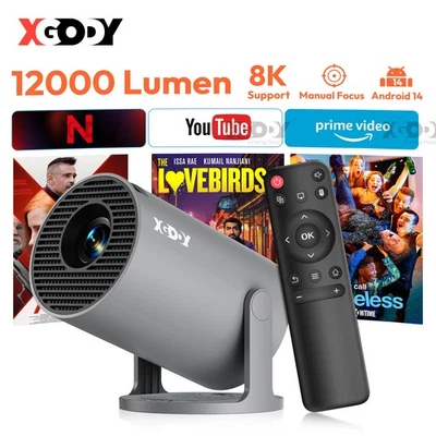8K FHD Mini Projector 12000Lumen LED WiFi6 Bluetooth5.4 Home Theater Cinema US - Image 1 of 4