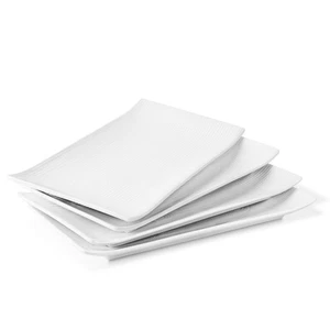 White Serving Platters - 4 Pack Rectangular Serving Plate - 10 Inch Long Rect... - Picture 1 of 9