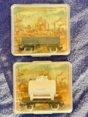 EGGER-BAHN: 1 Milchtankwagen und 1 Niederbordwagen kurz, gepflegt, in OVP - Bild 1 von 3