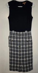 Tory Burch Wool Sleeveless Pencil Dress Perfect Black Gray Women's XS Sheath - Picture 1 of 7
