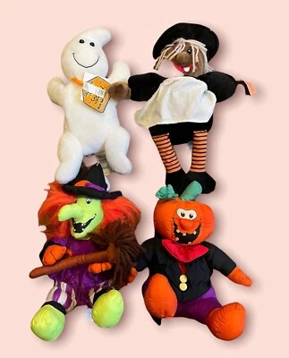Lote de Pelúcia Vintage 1993 Trendmasters Halloween Bruxa Fantasma Abóbora Abraço Inteligente - Imagem 1 de 4