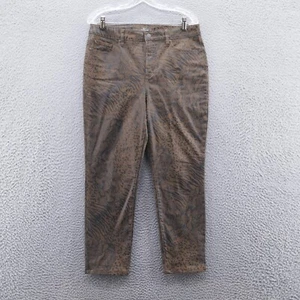 Chicos Women Coated Animal Print Jegging Jean 1 Size 8 Brown Black Stretch Denim - Picture 1 of 14