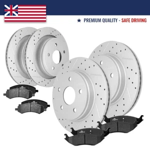 Front Rear Drilled Disc Brake Rotors Ceramic Pads Kit For Dodge Ram 1500 Classic - Picture 1 of 6