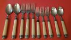 10 Hampton Silversmiths HSV83 Stainless Forks Spoons White Pearl Plastic Handles