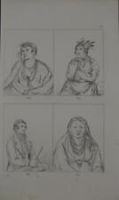 Antique Native American Portraits 1857 Engraving George Catlin History