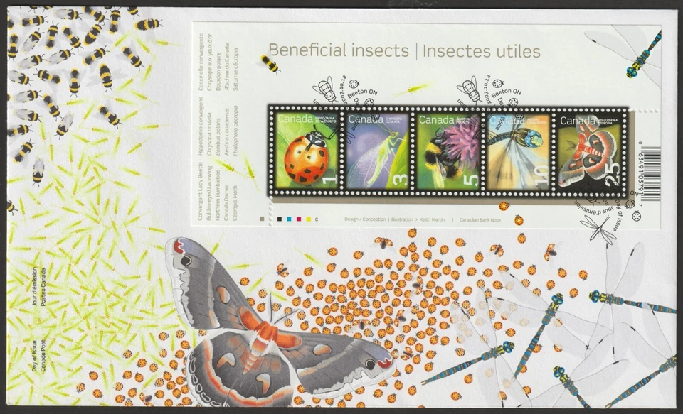 Canadá #2238a, Insetos Benficiais, S/S, Capa Oficial de Primeiro Dia, FDC 2007 - Imagem 1 de 1