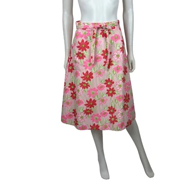 Falda envolvente vintage años 70 para mujer M rosa neón rojo estampado floral Liza Lilly Pulitzer Foto 1 de 4
