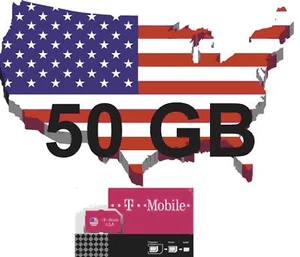 Carte SIM prépayée T-Mobile USA avec 50 Go de volume de données pour 21 jours - Photo 1 sur 1