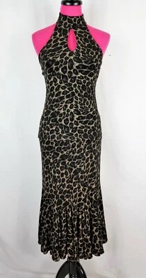 Joseph Ribkoff 2 piezas Halter Top y Falda Talla 8 Negro Marrón Estampado Animal Slinky Foto 1 de 4