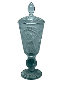 "Vintage Hand-Cut American Brilliant Crystal Candy Jar - 13" Tall Pedestal - Picture 1 of 11