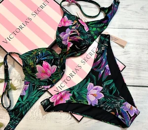Victoria's Secret Swim Twist Removable Push-Up Brazilian Cheeky Set Floral - Picture 1 of 5