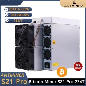 US New Bitmain Antminer S21 Pro 234T 3510W Bitcoin BTC ASIC Miner Ready Stock - Picture 1 of 7