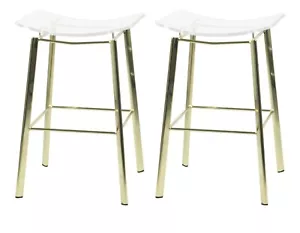 Etta Avenue Counter Stool Metal FrameWith Acrylic Seat 2 Pack - Picture 1 of 4
