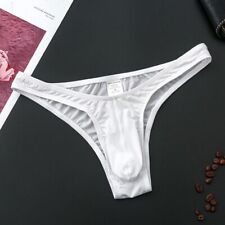 Mens Ice Silk Briefs T-Back Thong Underwear Low-Rise Bikini G-String Underpants