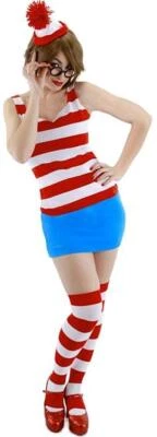 Wenda Where's Waldo Striped Fancy Dress Up Halloween Sexy Adult Costume - Image 1 of 2