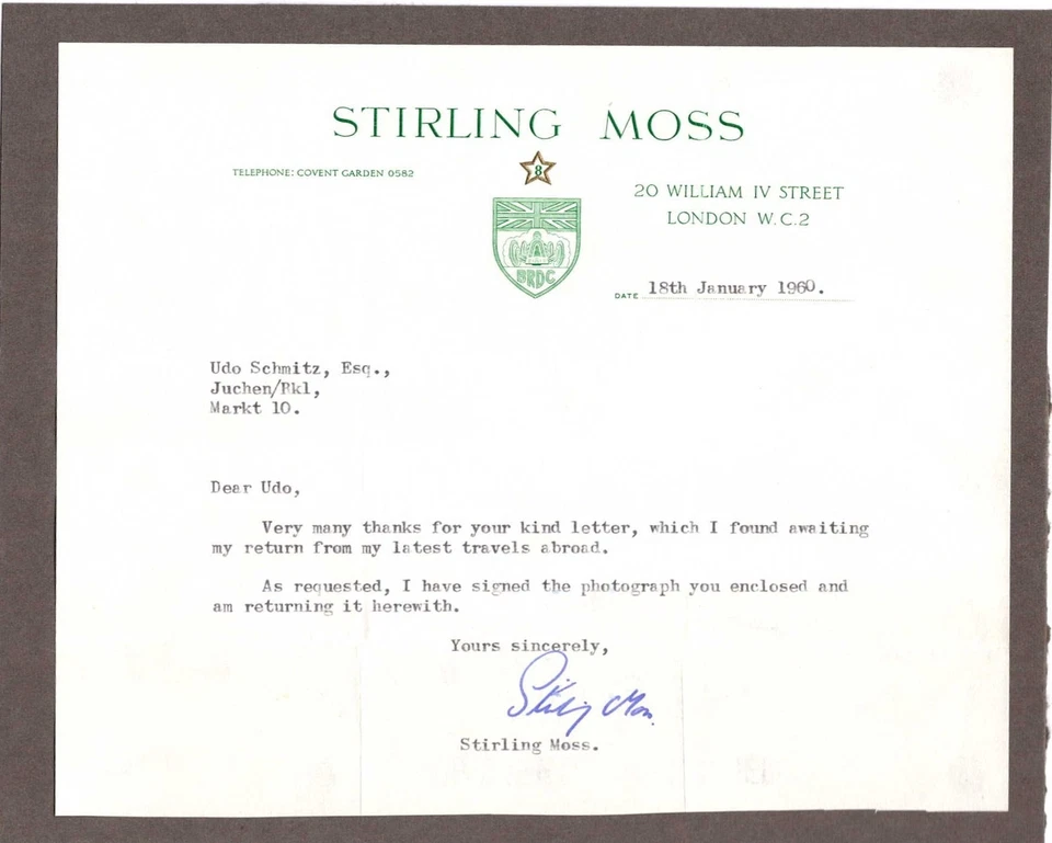 E 1589G Rennfahrer Stirling Moss mit eigenhändiger Unterschrift, Auto Motorsport - Bild 1 von 1